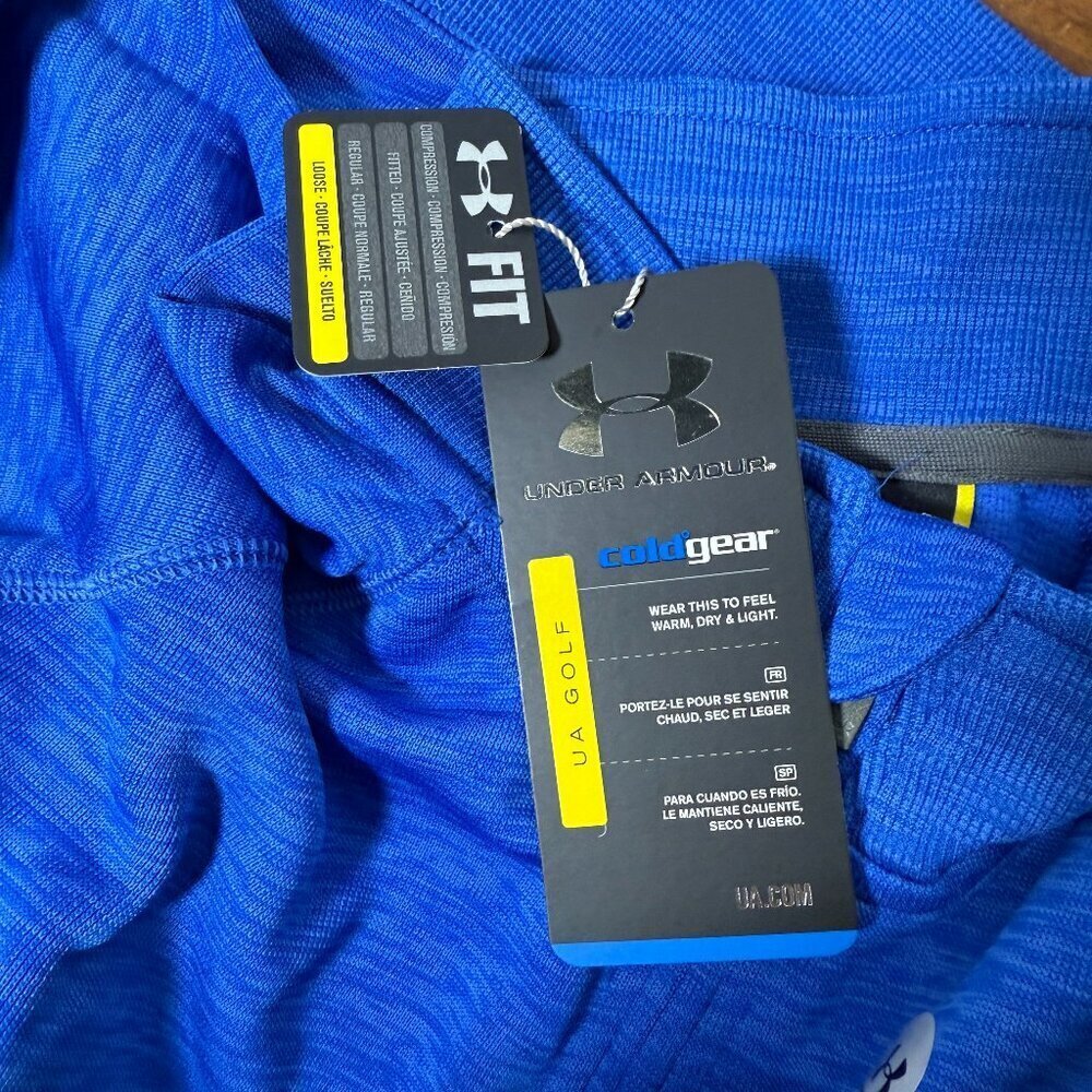 NWT Under Armour Cold Gear Golf Loose Fit Royal Blue Quarter Zip XL - Picture 7 of 7